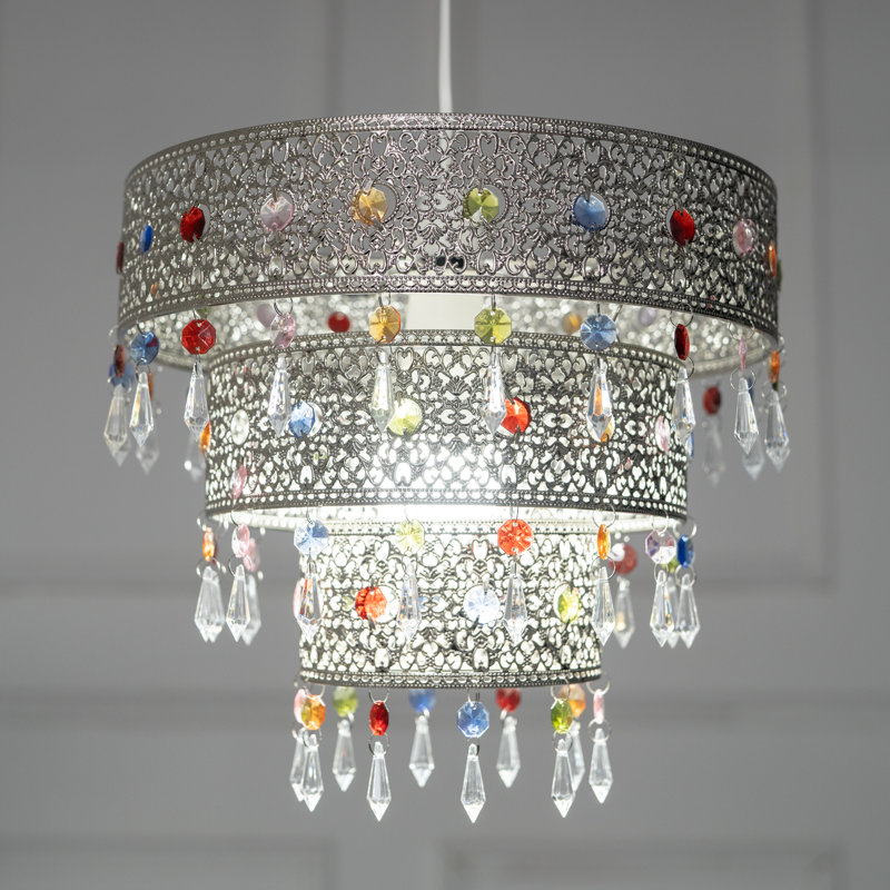 Louisos 1 - Light Silver Drum Pendant