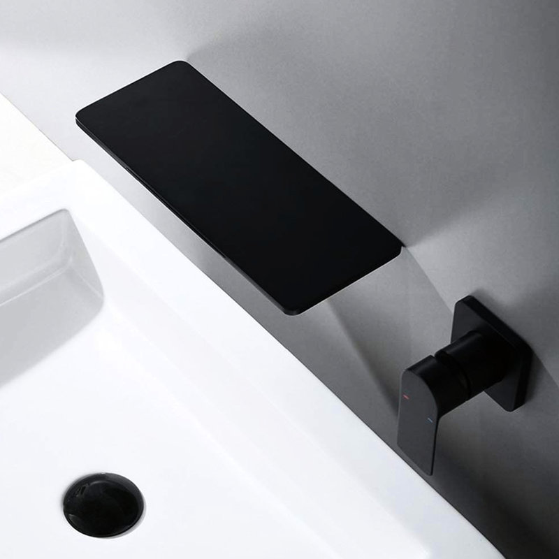 Matte Black Waterfall Bathroom Sink Faucet - Brass, Single For Convenient Water Temperature And Flow Management, Compact Installation Excellent Brass Build, Smooth & Setting, Tidy