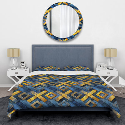 Blue Modern Maze I - Ensemble de housse de couette moderne