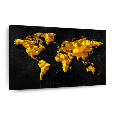 Carte du monde abstraite dorée