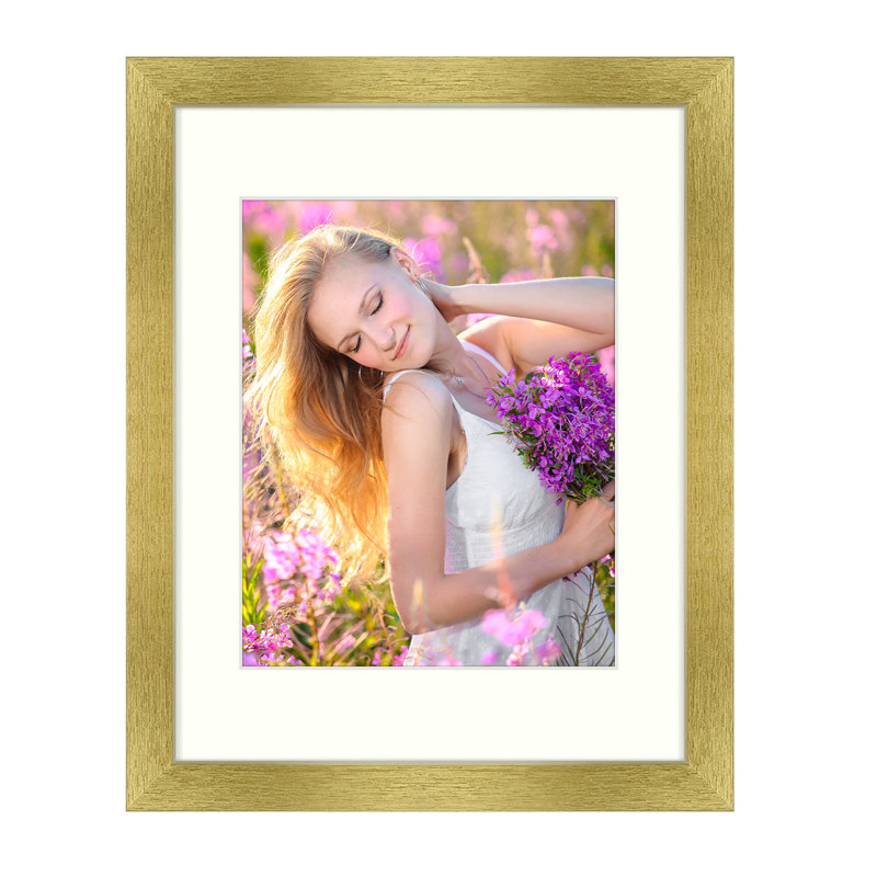 Cadre pour photo simple en bois mat - Basics by Wayfair ™, Doré, 11 po x 14 po emmêlé à 8 po x 10 po