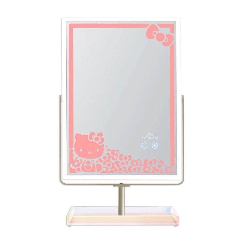 Hello Kitty Makeup Mirror with App Controlled Adjustable Rainbow Lighting and Acrylic Catchall Tray