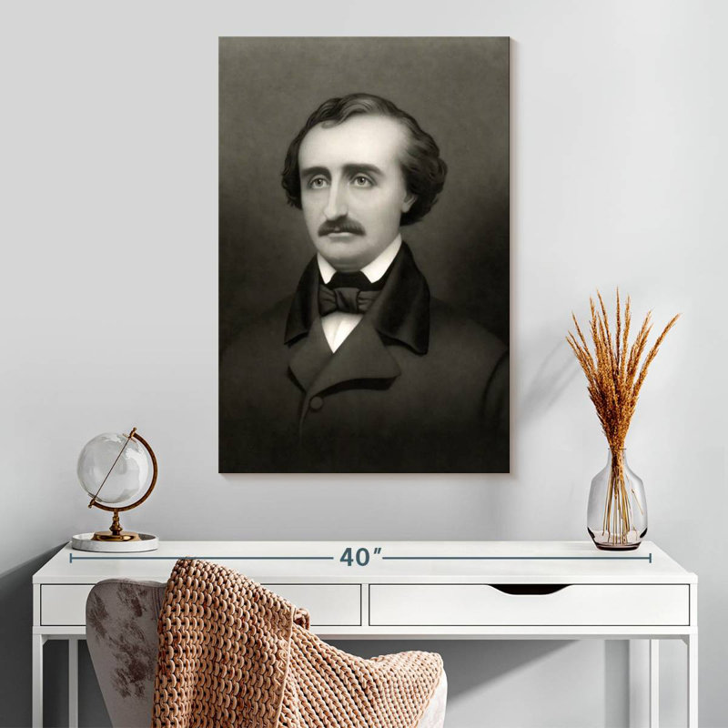 Portrait de l'écrivain Edgar Allan Poe, H 30 po x l 20 po
