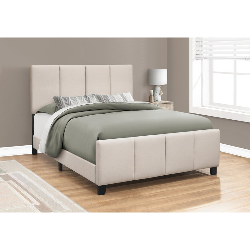 Upholstered Standard Bed, Beige