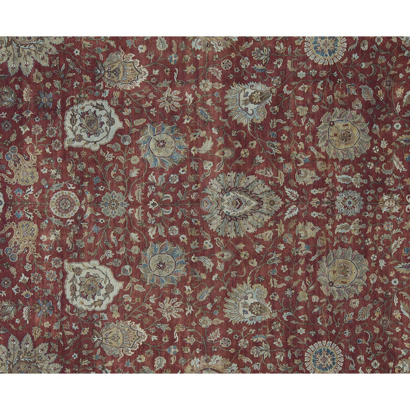 Tapis rouille et bleu clair noué à la main de haute qualité