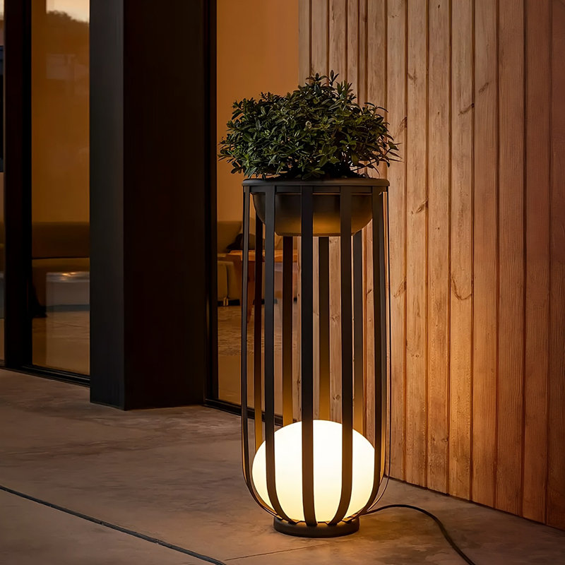Solar Powered Integrated LED Color Changing Outdoor Floor Lamp, 37.2" H x 9.3" W x 9.3" D