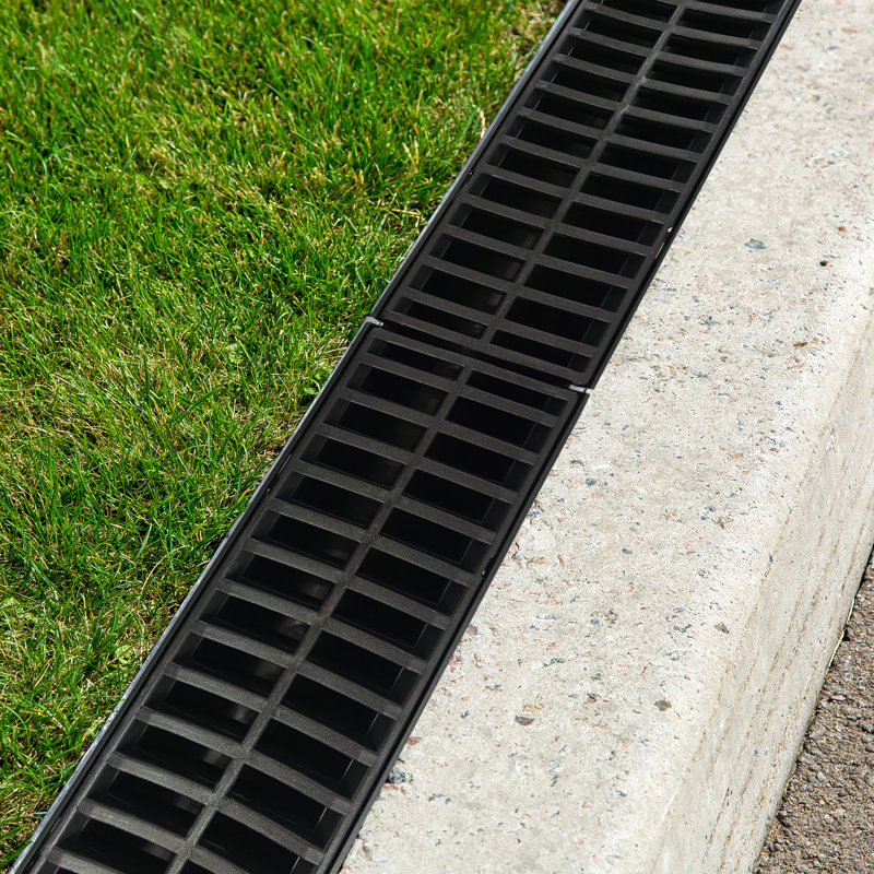 Ensemble de 6 drains noirs Hdpe - 5,9 x 5,1 x 39,4 pouces pour patio et trottoir