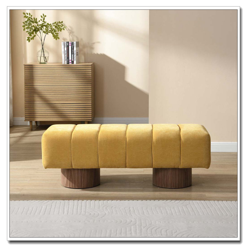 Banc de salle à manger rembourré, Jaune