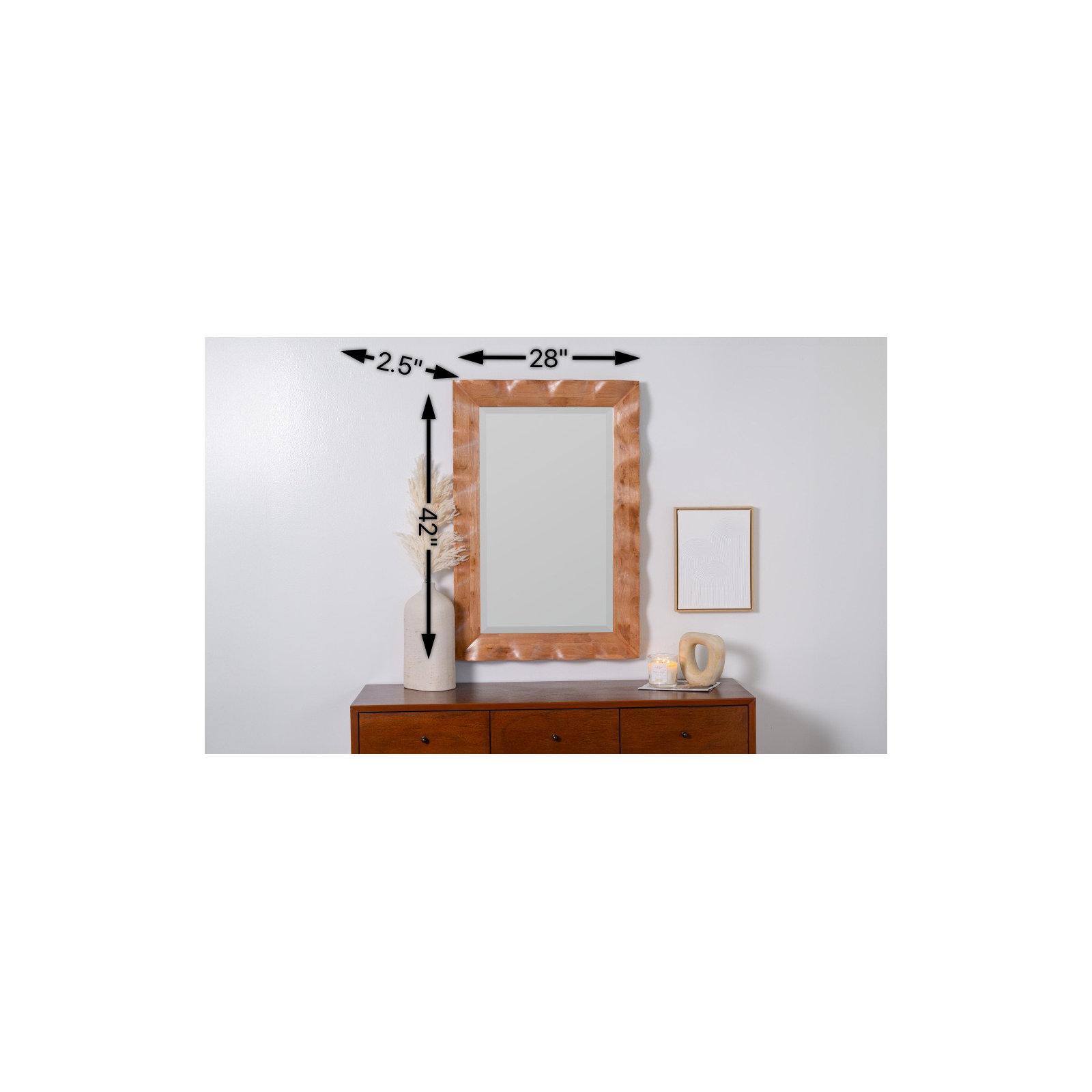 Solid Wood Rectangle Mirror, Brown