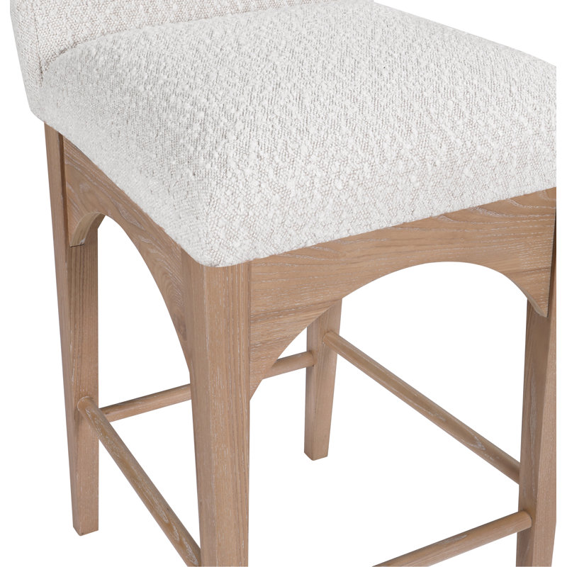 Tabouret de comptoir Waldorf, Naturel, Chenille crème