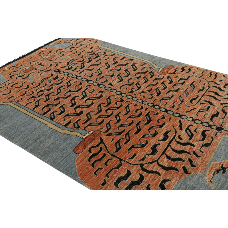 Burano Hand Knotted Wool Animal Print Area Rug, Rectangle 10' x 14'
