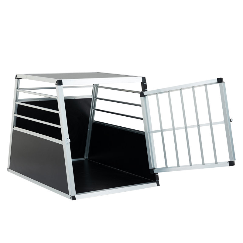 Caisse en aluminium pour chien pour coffre de voiture - Boîte de transport de voyage pour animaux de compagnie de qualité supérieure avec porte verrouillable