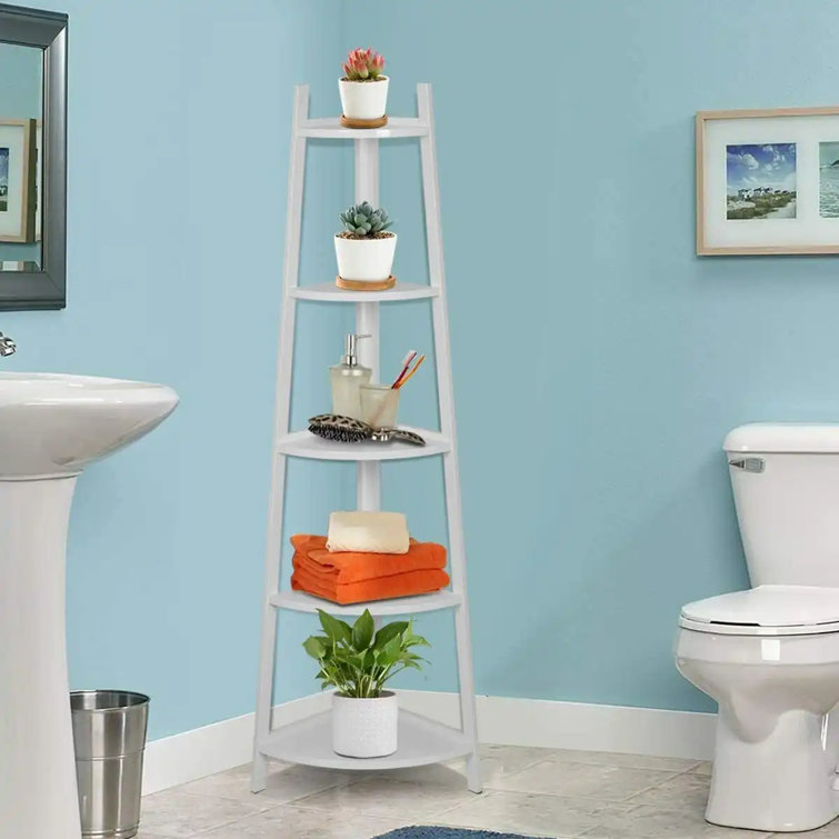 5 Layers Rayon from Bamboo Corner Plant Stand Triangular Floor Ladder Shelf