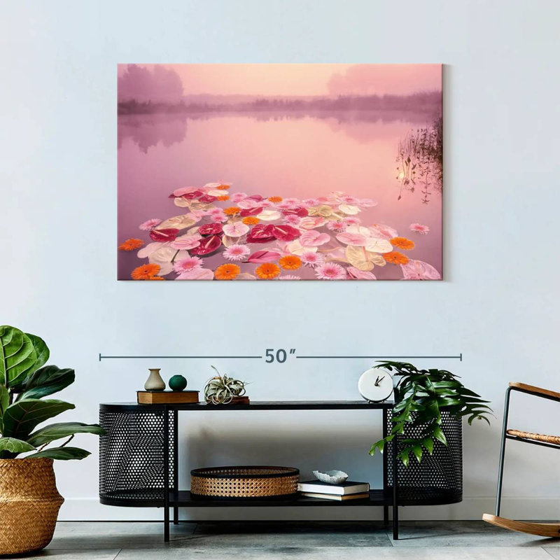 Alvord floral lac rose, H 30 po x l 45 po