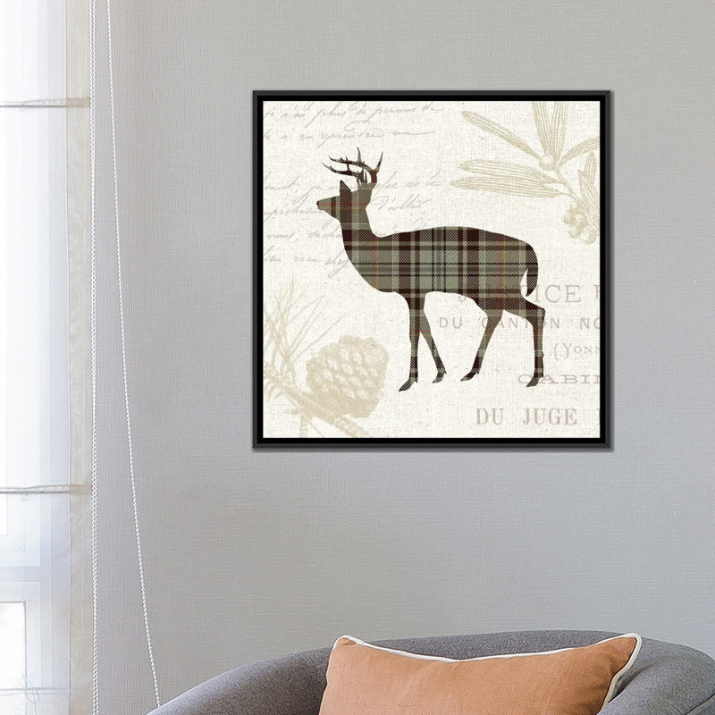 « écossais introduction, brun clair ii », impression sur toile, H 18 po x l 18 po x P 1,5 po, Toile avec cadre noir