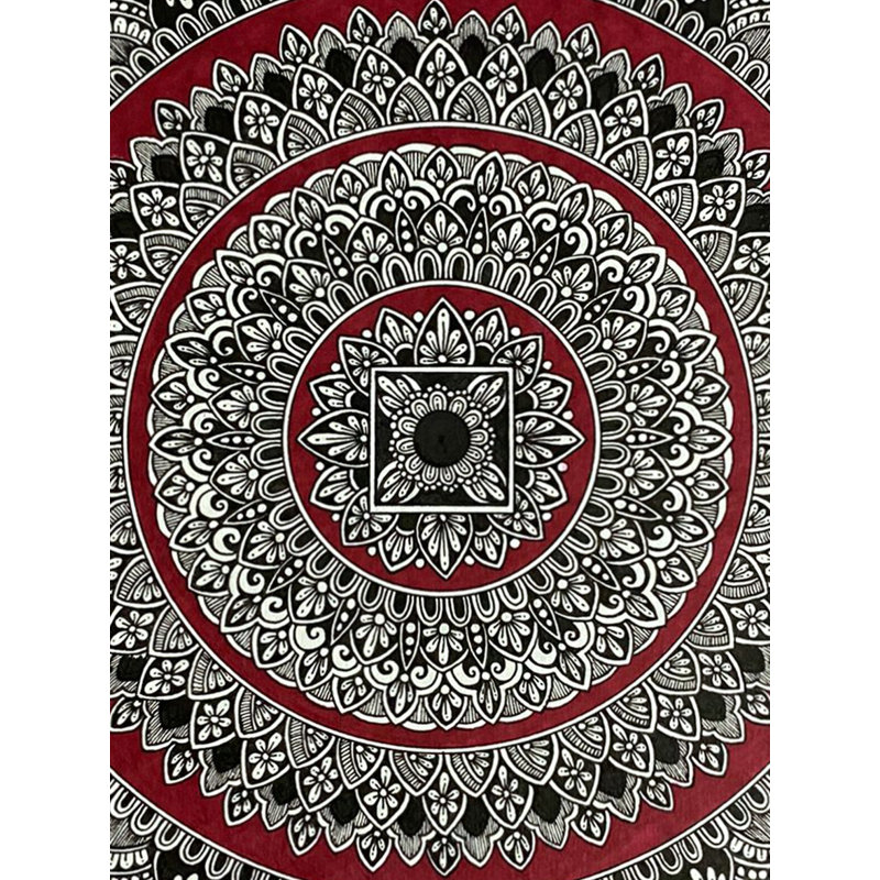 Illustration de mandala géométrique symétrique | Fond acrylique et fineliners | Par Rashi Agrawal