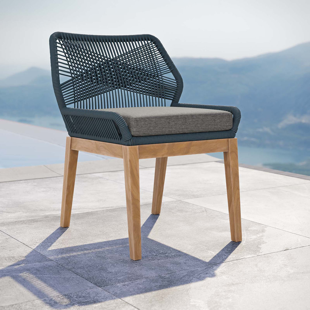 Modway Wellspring Outdoor Patio Teak Wood Dining Chair Modway Cushion 