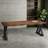 Natural Edge Solid Wood Desk with Thickened Iron Legs-154359871