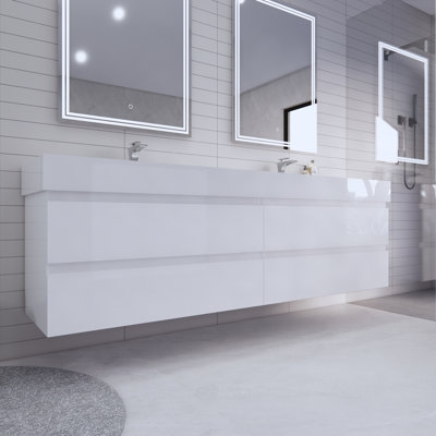 Babajide 83.3'' Bathroom Vanity with Acrylic Top