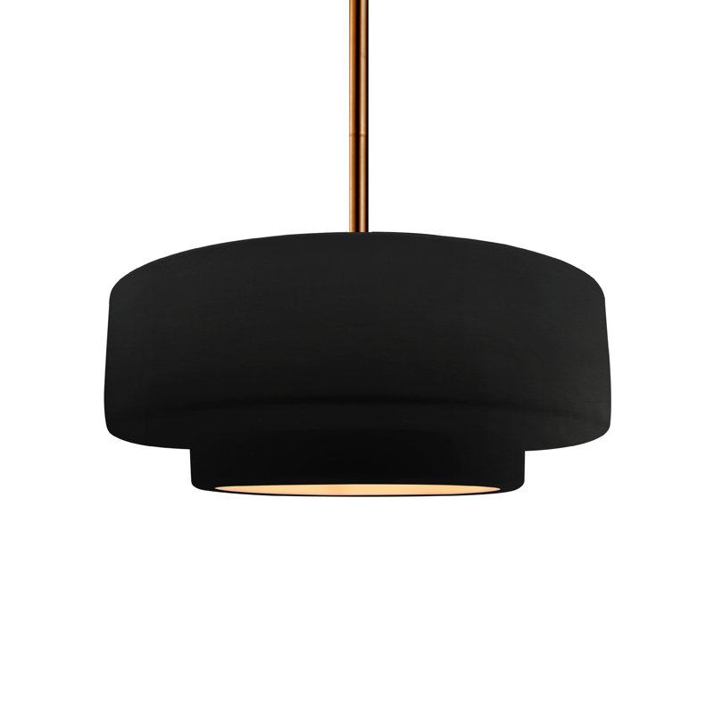 Meydan 1 - Light Single Drop Pendant, Carbon Matte Black/Champagne Gold, 5.25" H x 14.5" W x 14.5" D, Brushed Brass