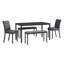 Ensemble de salle à manger 5 pièces, comprenant 1 table de salle à manger, 2 chaises rembourrées et 2 bancs; Un ensemble de salle à manger de style rustique peu encombrant adapté aux salles à manger et aux cuisines, gris et noir.