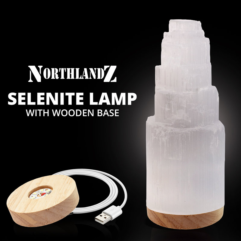 Selenite Crystal Lamp 25cm, Charging Station, Crystals and Healing Stones, 10" H x 5" W x 5"D