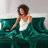 Wrinkle-free Satin Sheets And Sheet Sets, King Size, Smooth Polyester, Emerald Green