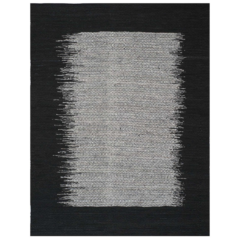 Tapis géométrique en cuir tissé à la main Phillis, Rectangle 2 pi x 3 pi