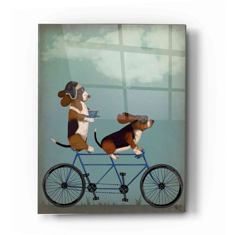 «Basset Hound Tandem» par Fab Funky, art mural en verre acrylique, H 16 po x l 12 po x P 0,12 po