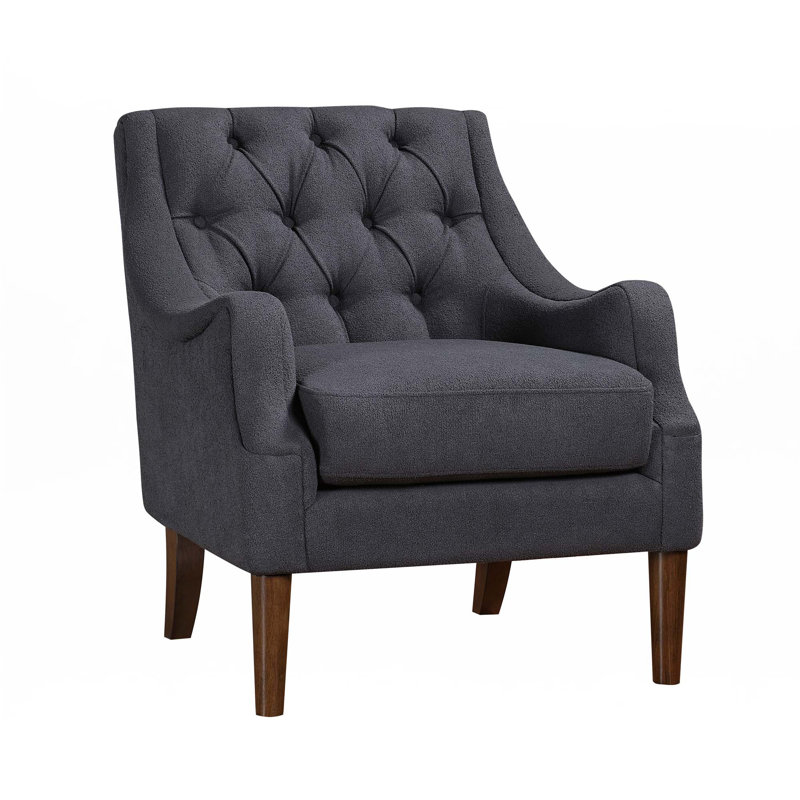 Chaise d'appoint moderne et contemporaine Discus 30,5 po - Fauteuil d'appoint Boucle, Bouclé gris foncé