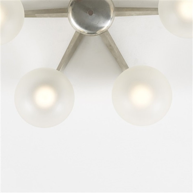 Lustre linéaire moderne à intensité variable Spoutnik, Laiton brossé, Transparent, H 40 po x l 78 po x P 78 po
