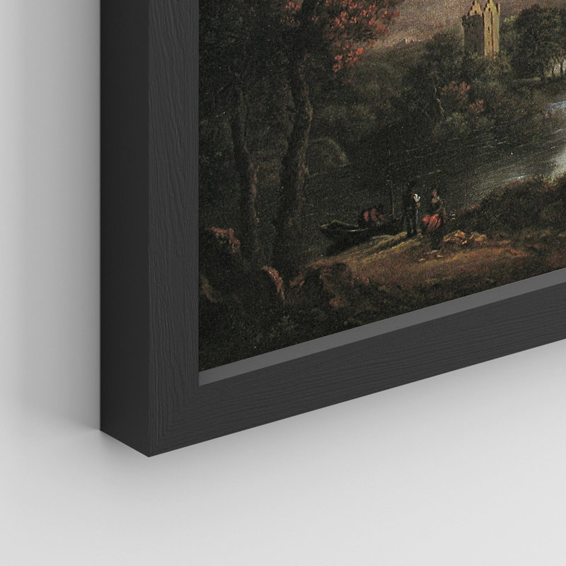 «Mountain Range Countryside Forest Lake» sur papier, Noir, H 12 po x l 16 po