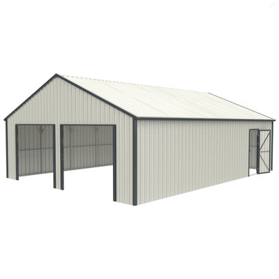 25 X 33 FT Double Garage Metal Shed With Side Entry Door