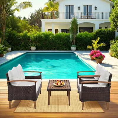 Complete Outdoor Conversation Set with Coffee Table & Removable Cushions by Winston Porter