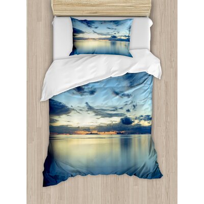 Scenery House Long Photo of Dramatic Dusk Sunset over Calm Peace Tropic Lagoon Ocean Duvet Cover Set -  Ambesonne, nev_21343_twin