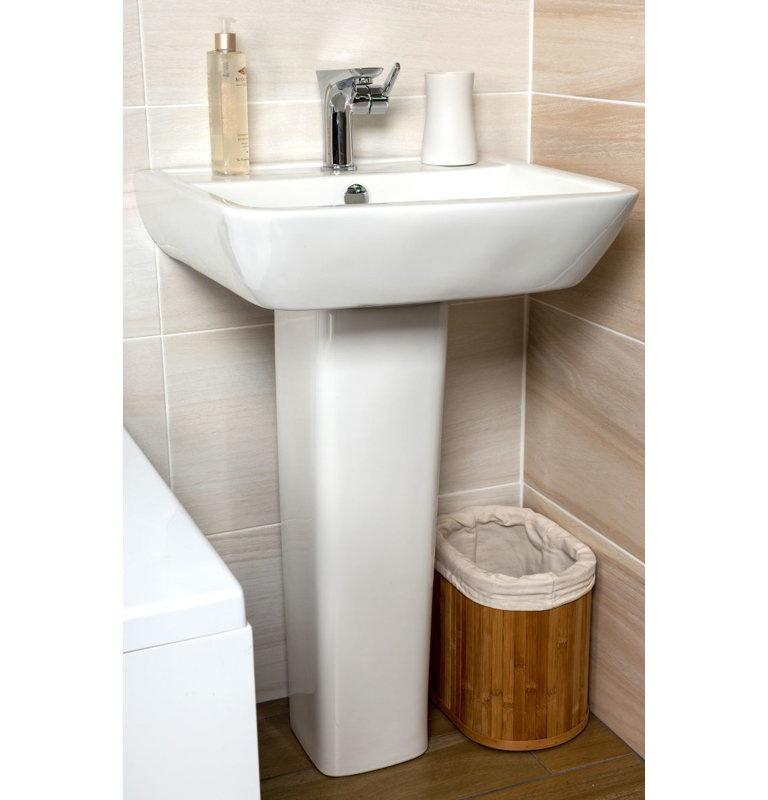 Ceramic Rectangular Full Pedestal Basin