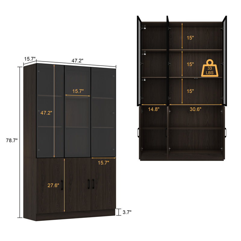 78.7'' H X 47.2'' W X 15.7'' D Glass Door Display Cases With Adjustable Lighting