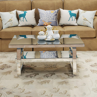 Coffee Table, Tea Table With Shelf For Living Room