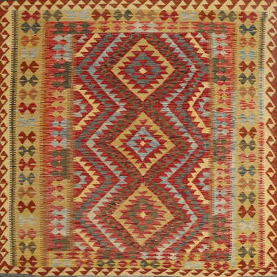Tapis brun/gris/rouge contemporain