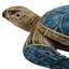 Figurine décorative de tortue marine en bois bleu côtier, avec détails sculptés blanchis à la chaux, 30 cm de large