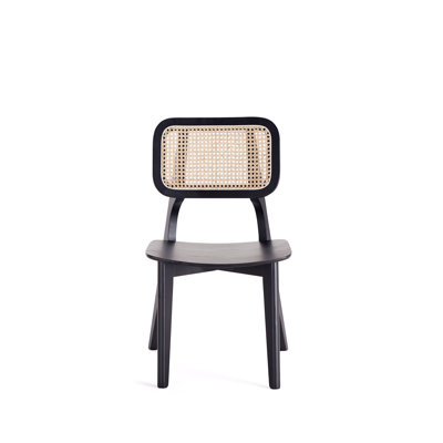 Versailles Industry Chic Ash Wood Dining Side Chair in Black and Natural