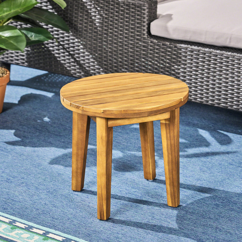 Table d'appoint 16 po en bois, finition, avec élégance rustique pour les espaces extérieurs et le confort