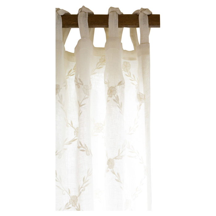 Trellis 100% Linen Sheer Single Curtain Panel, Cream, 42"W x 96"L