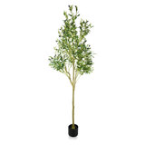 71" Tall Faux Olive Tree, Artificial Floor Plants in Black Planter for Home, Office and Patio
