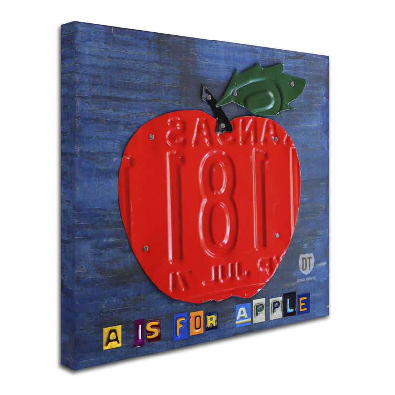 « pomme », art sur toile Valarie, H 14 po x l 14 po x P 2 po