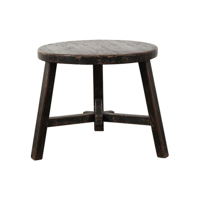 Approx. 23 Inches Round Side Table Distressed Black