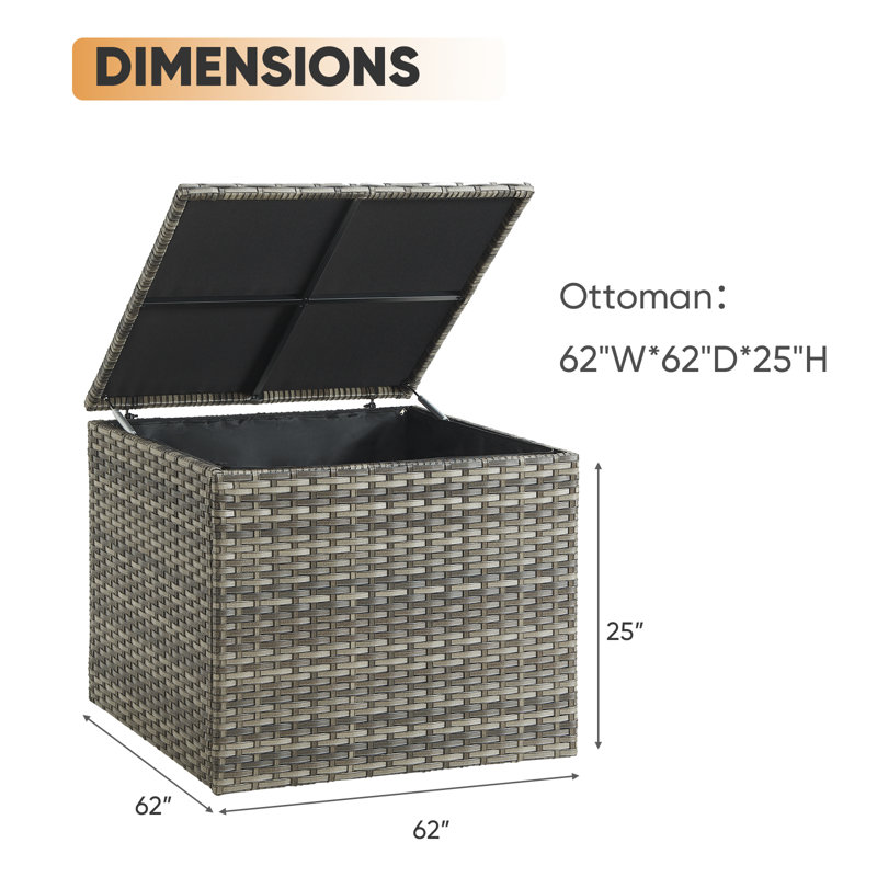 Caisse en osier Hummuh, Gris