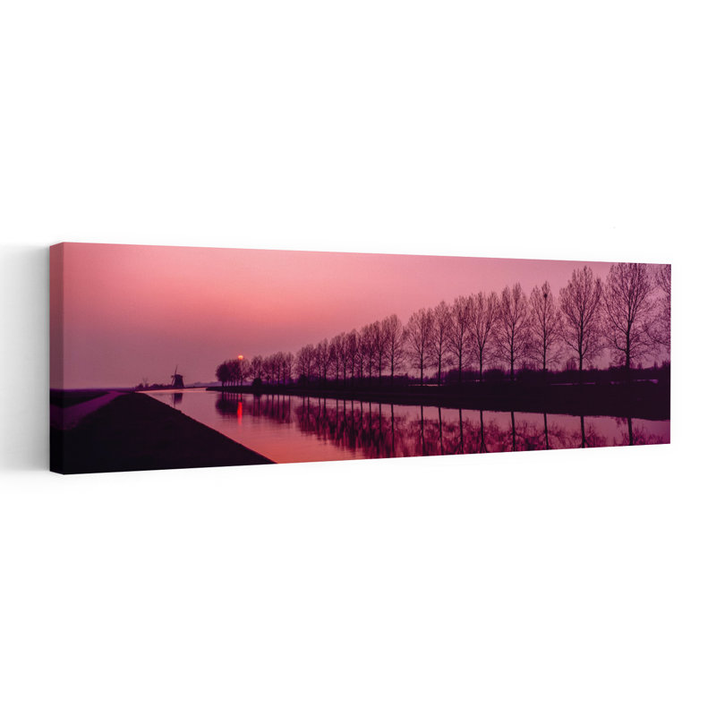 Coucher de soleil à Purmerend, Pays-Bas, art abstrait contemporain coloré, art mural, H 12 po x l 36 po