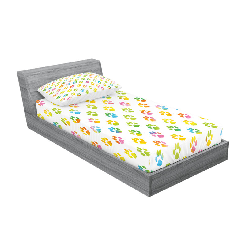 Multicolore drap-housse et coussin décoratif Ambesonne, Ensemble de draps-housses pour lit simple + 2 taie