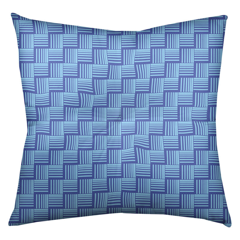Coussin de sol classique à rayures Baskettressées, 30 po x 30 po, Bleu/bleu sarcelle